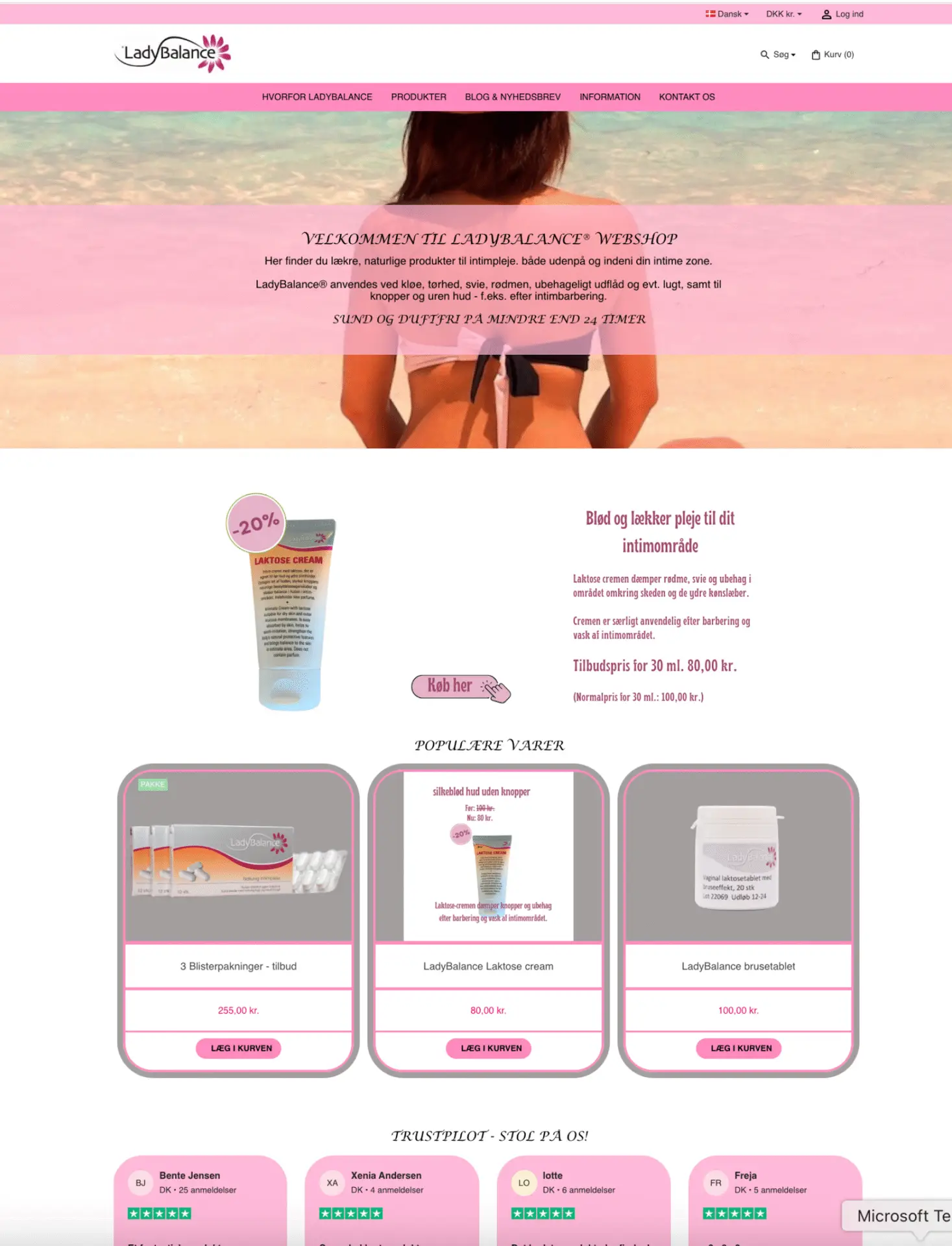 LadyBalances gamle forside